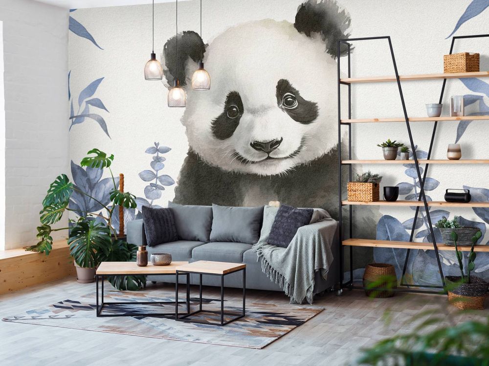 Baby panda in de jungle blauw