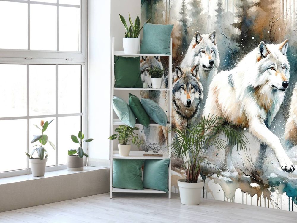 Watercolor Pack of Wolves