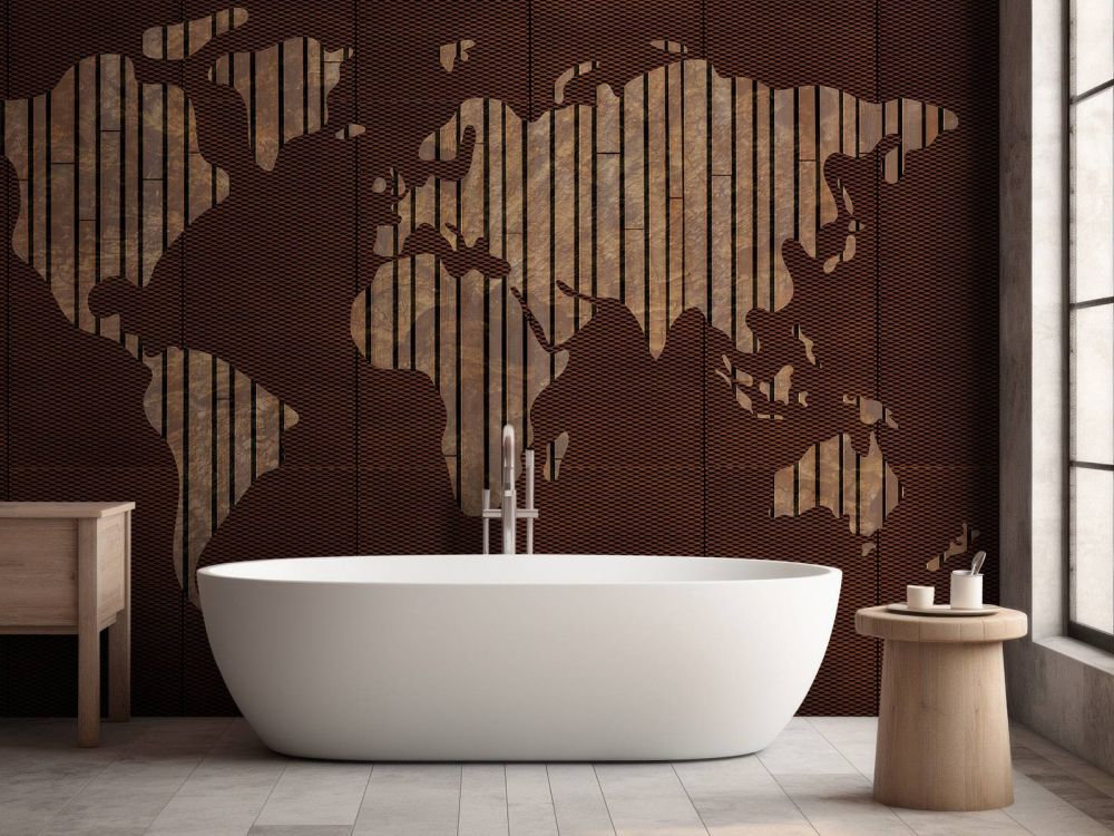 Wereldkaart met hout structuur