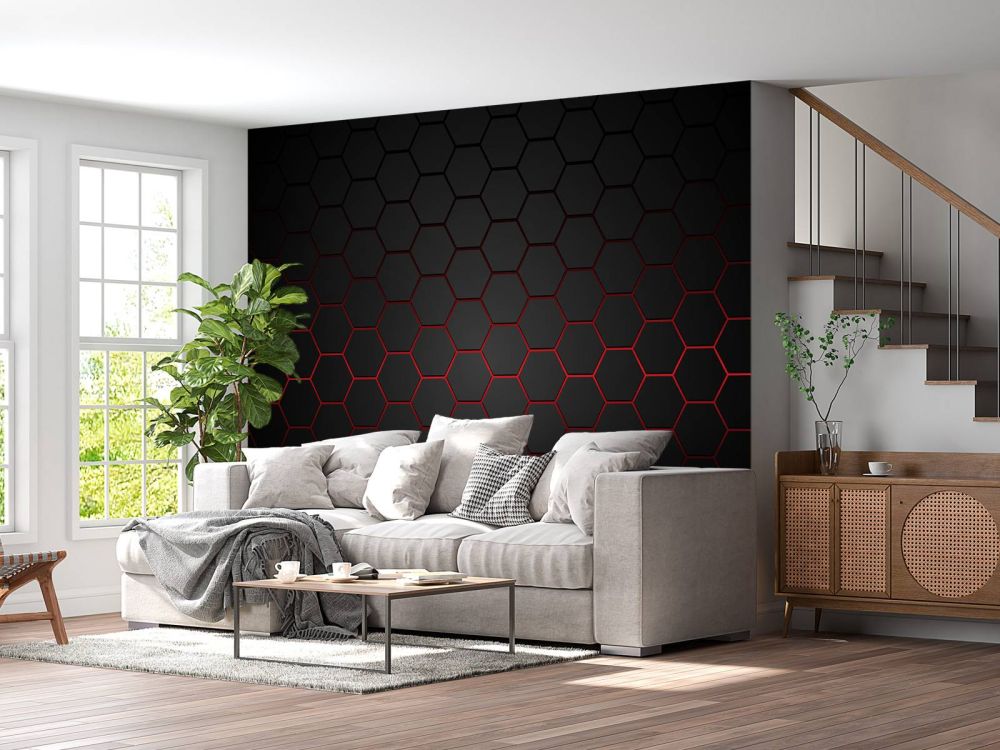 Rood gloeiende hexagons