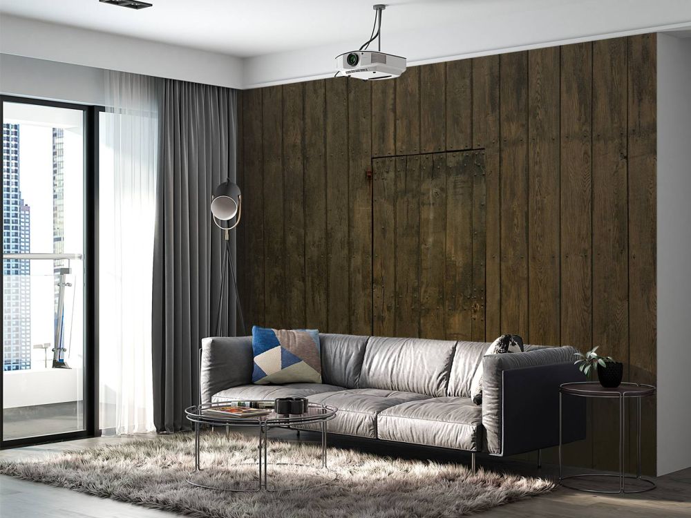 Houten muur met deur