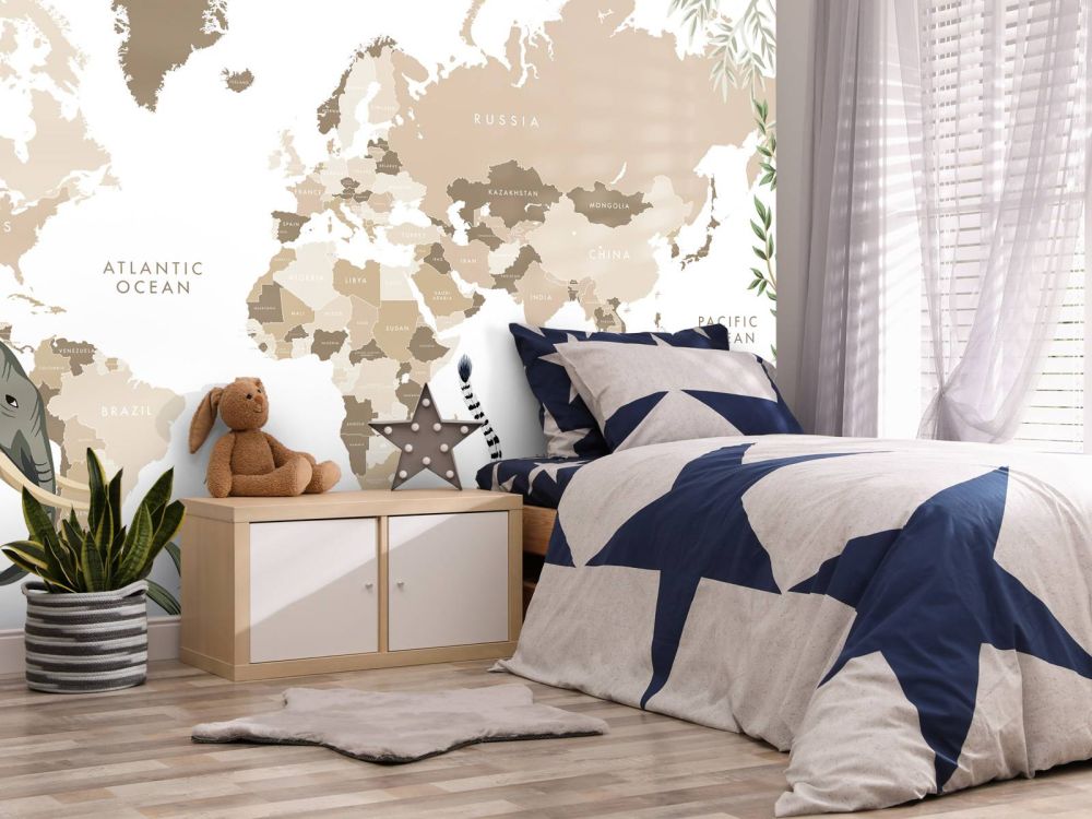 Wereldkaart met jungle dieren