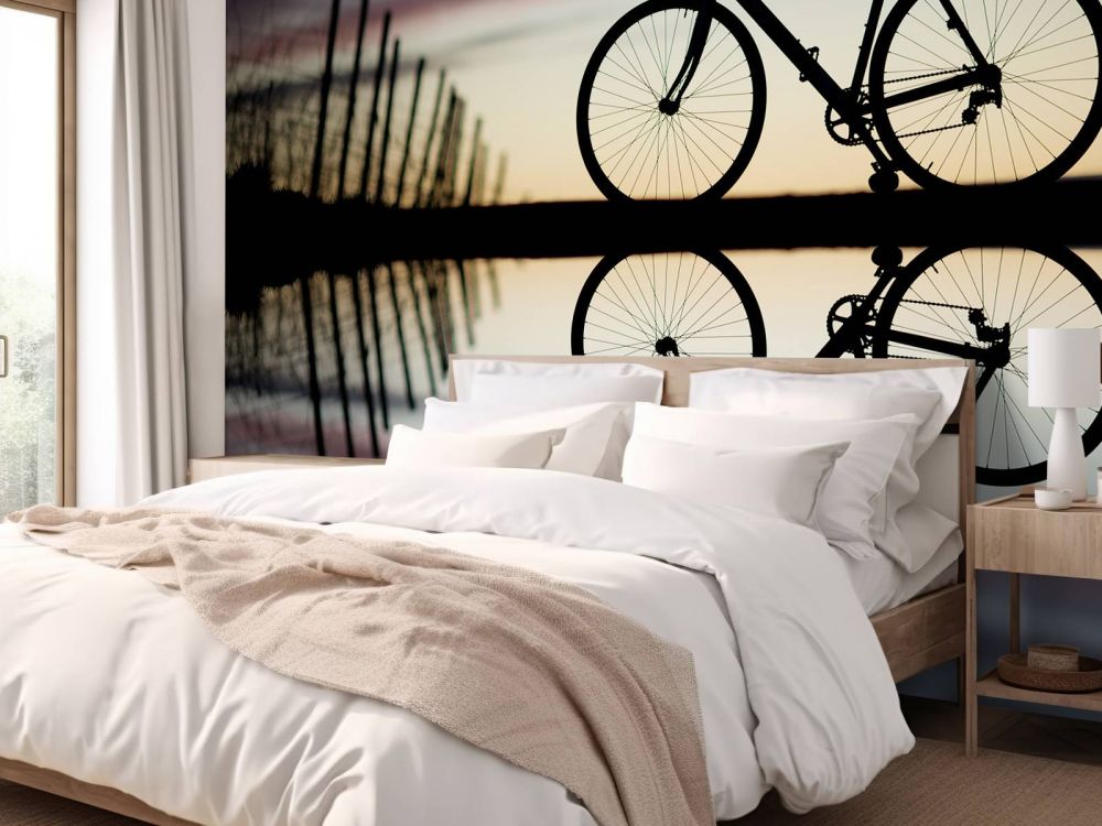 Racefiets bij zonsondergang