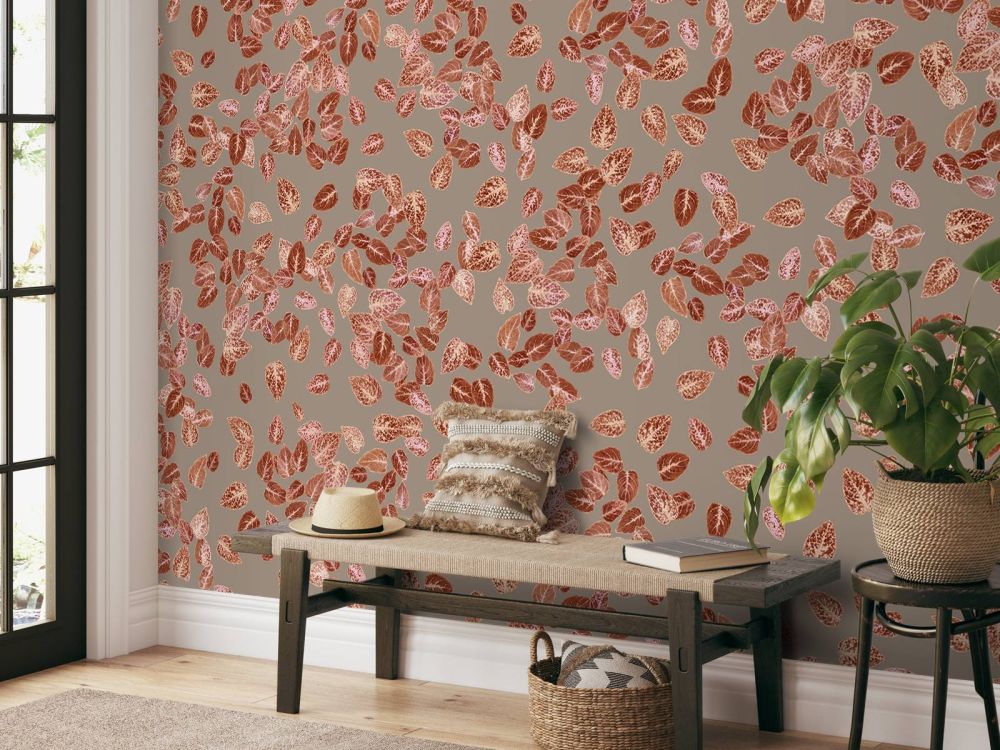 Kleine blaadjes op taupe