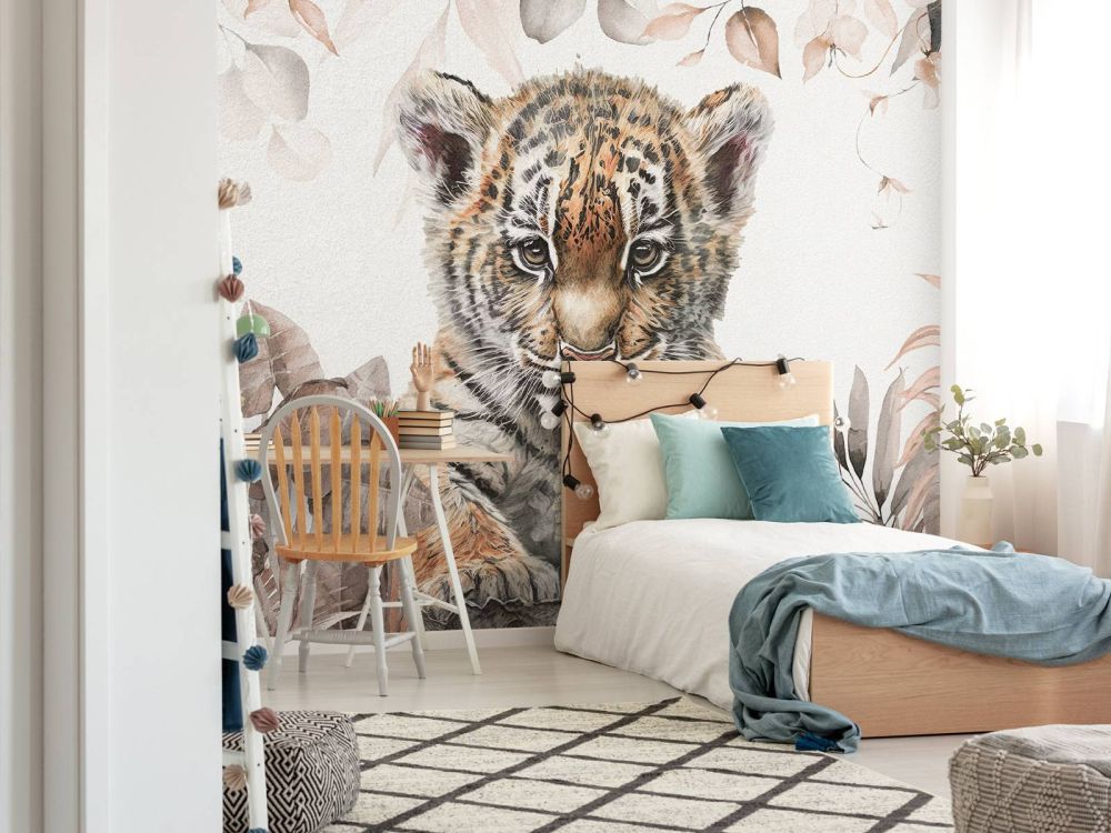 Schattige tijger met planten taupe