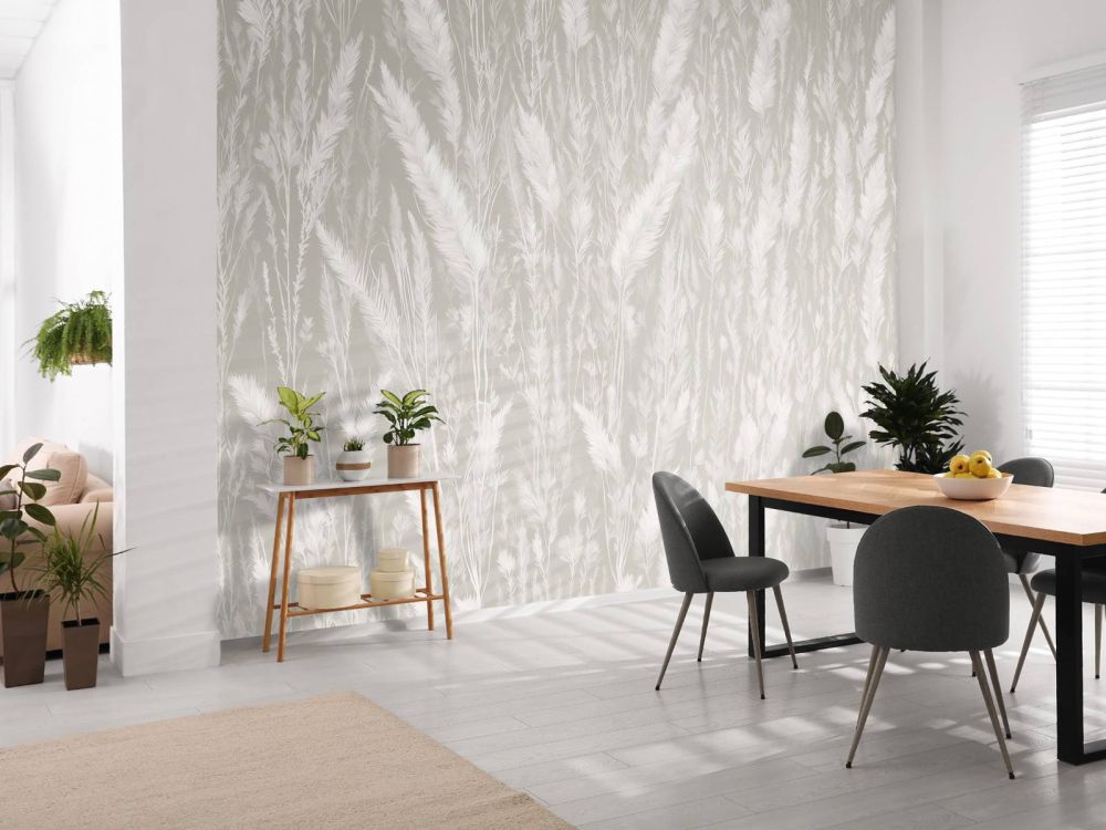 Wall of field grasses - grey