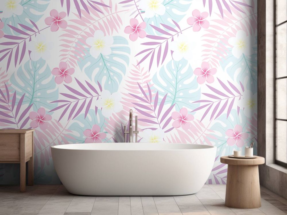 Pastel bloemen en bladeren