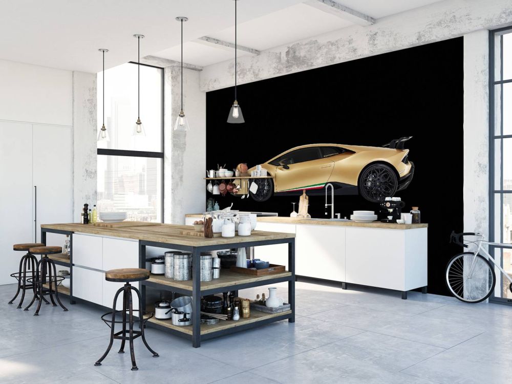 Lamborghini Huracán - Zijkant, zwart