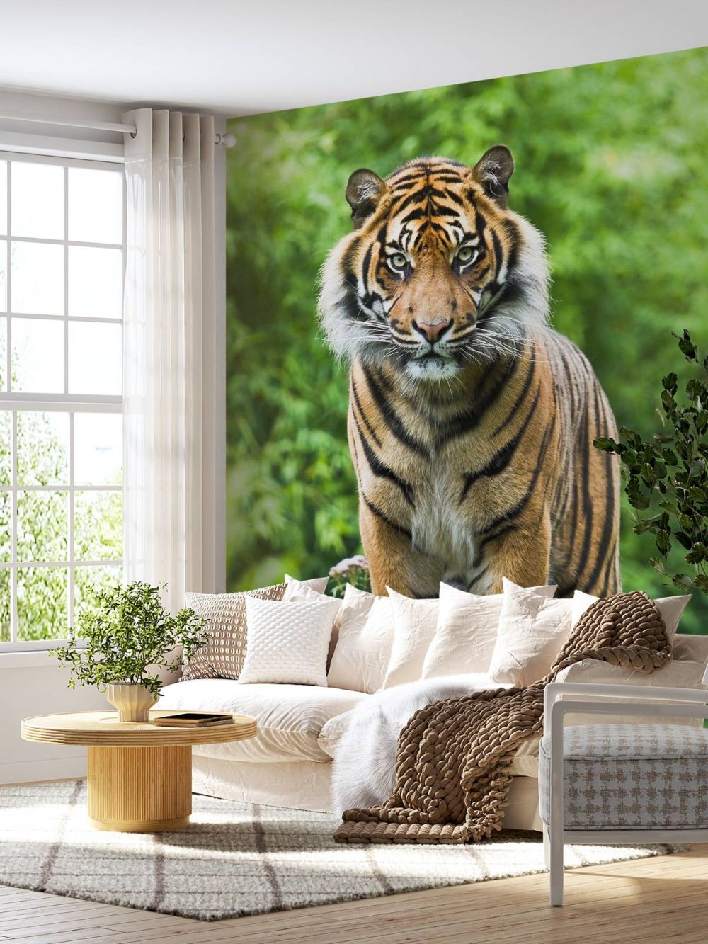 Tijger die op een steen staat