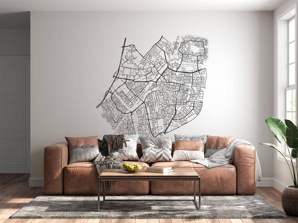 Plattegrond van Leiden, wit 