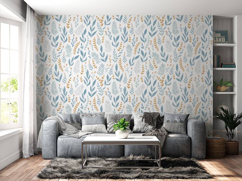 Blauw bladerpatroon