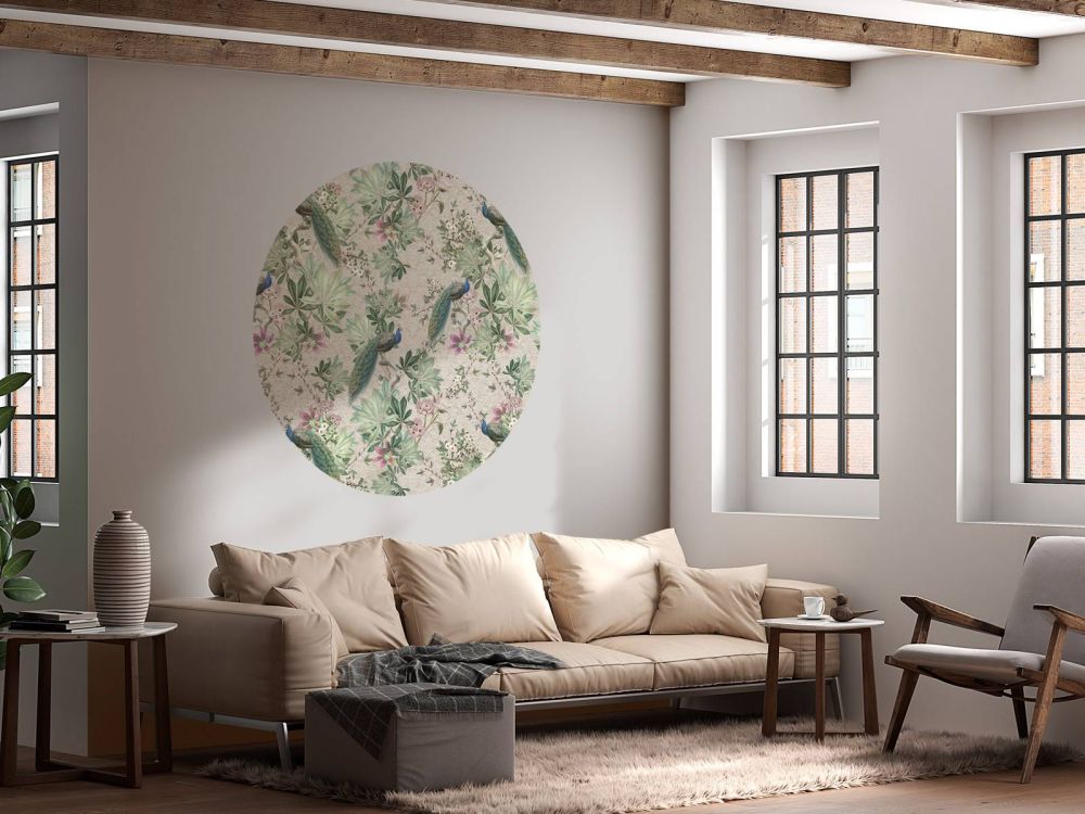 Vintage garden pauwen - creme