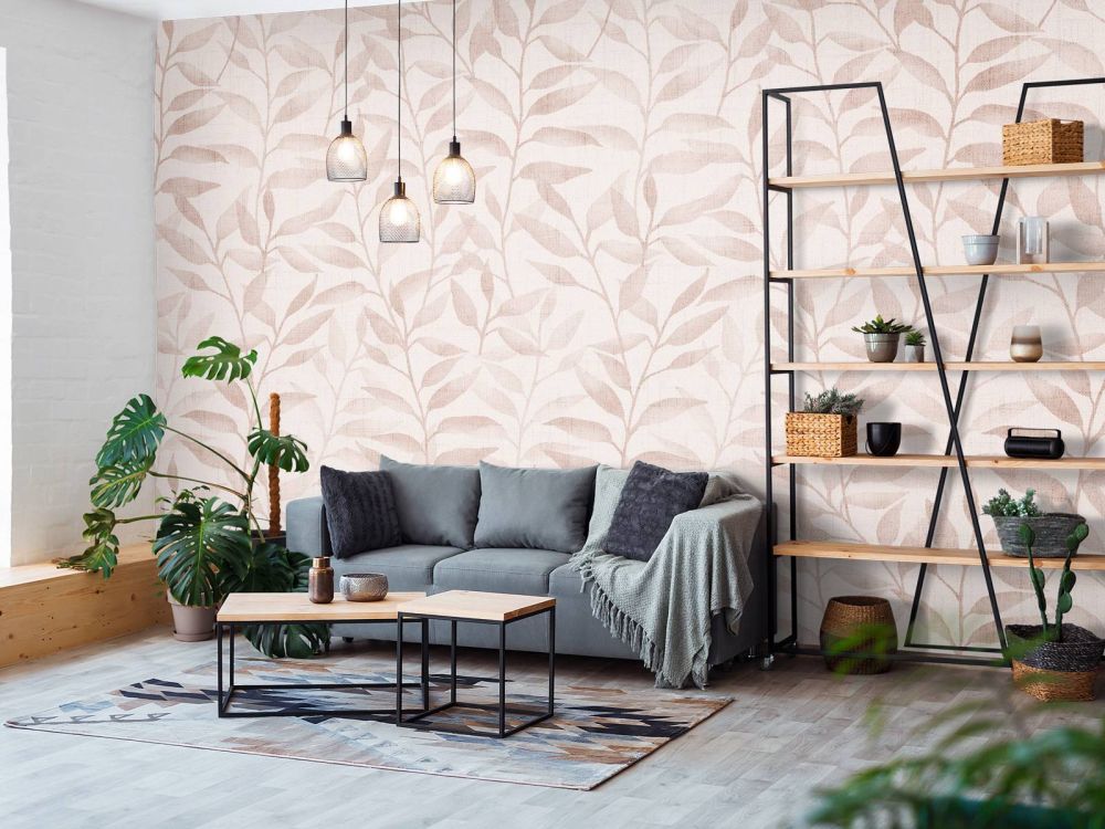 Japandi climbing leaves - soft terracotta