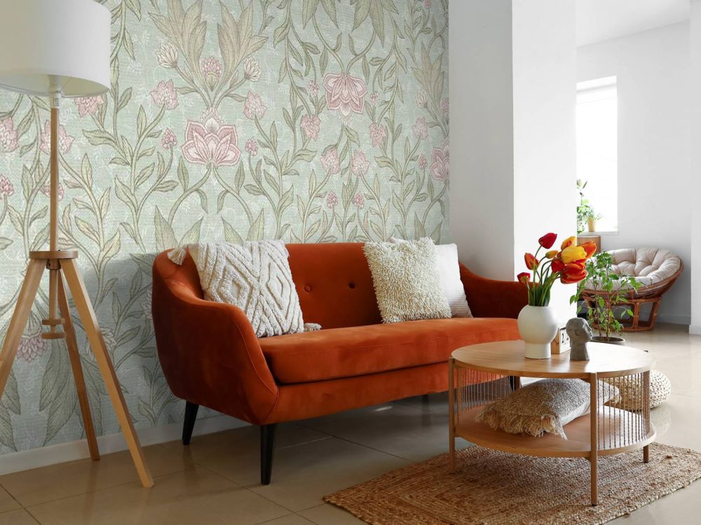 Morris bloemen damask - mint groen
