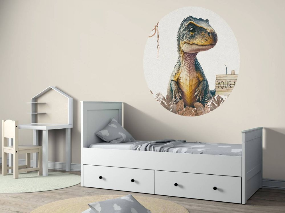 Baby t-rex in de jungle taupe