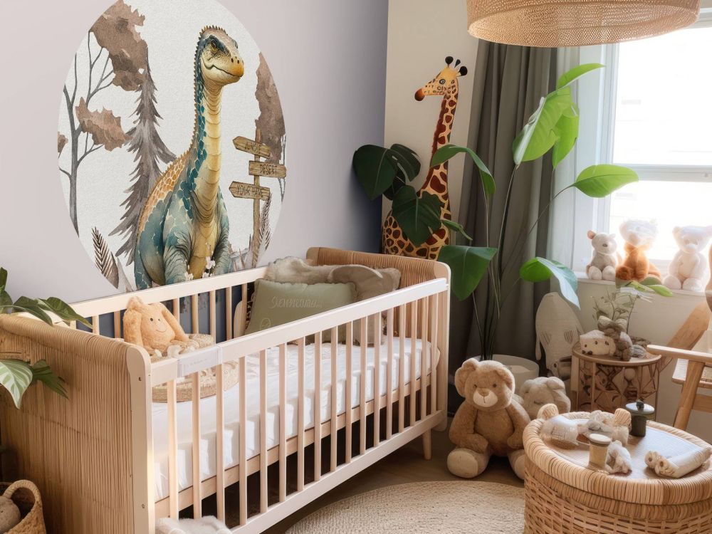 Baby brachiosaurus in de jungle taupe