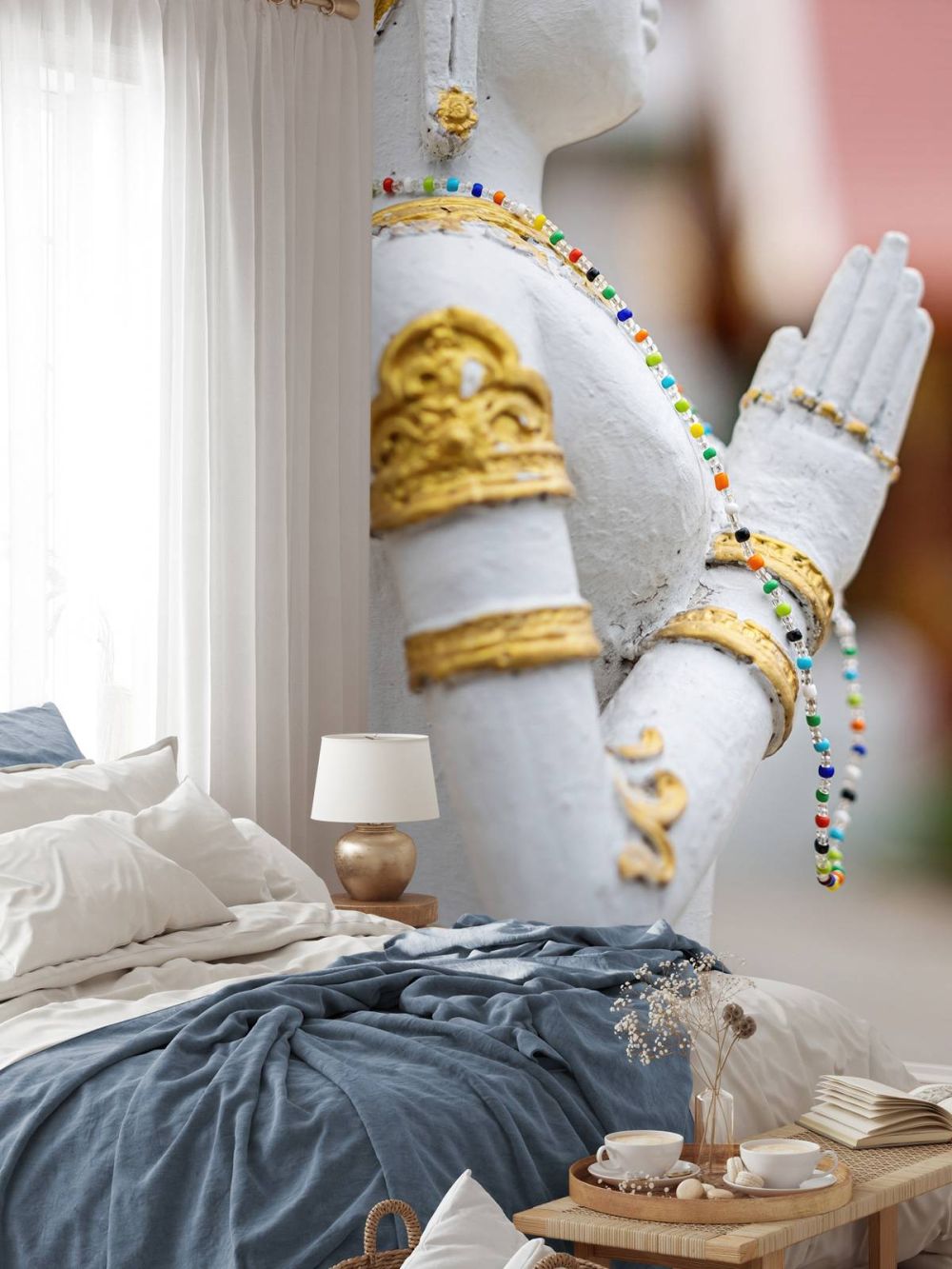 Wit met gouden boeddha Tempelcomplex Bangkok (Thailand)