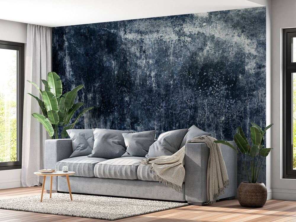 Oude verweerde blauwe muur