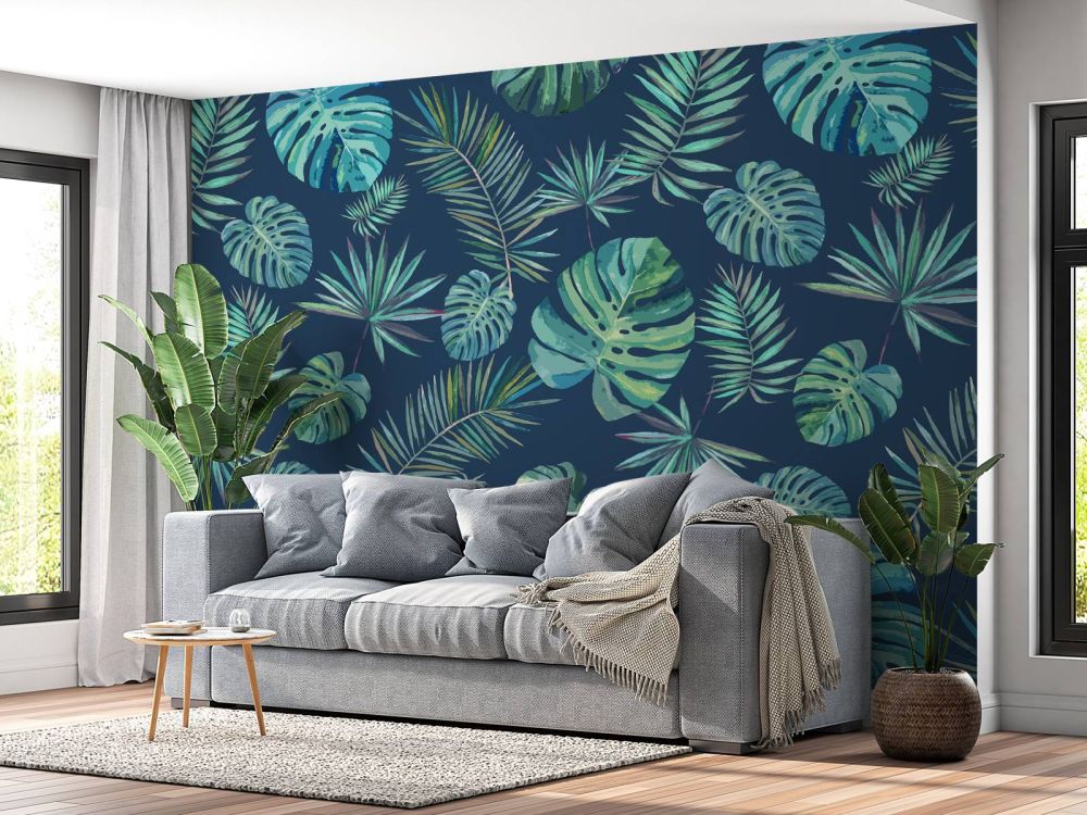 Palmbladeren en monstera