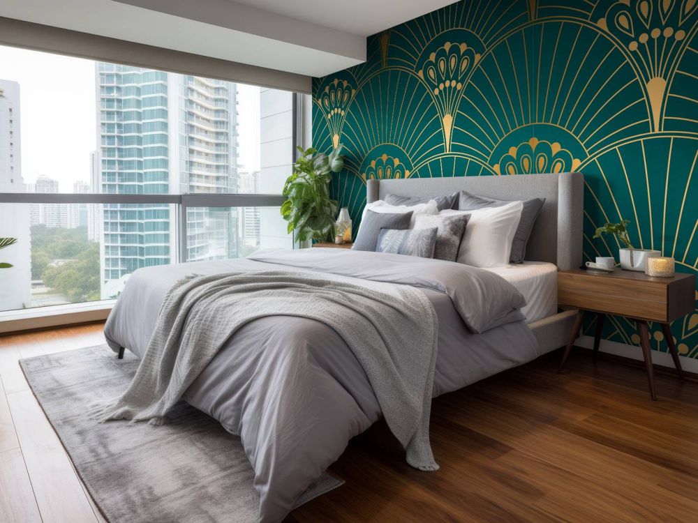 Art Deco waaier in Teal