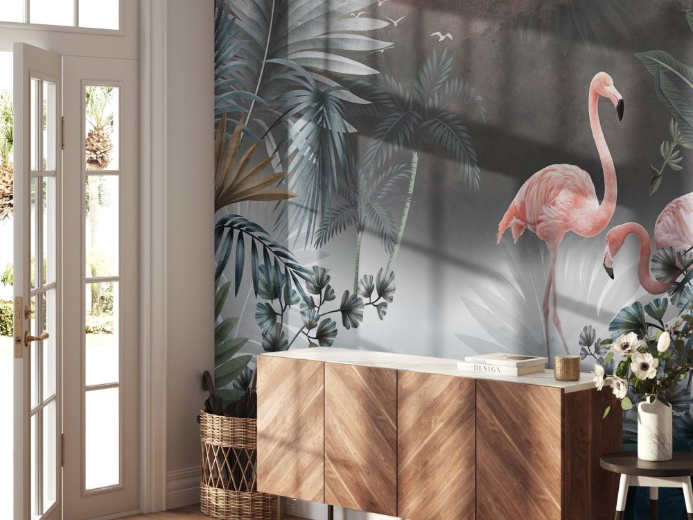 Flamingo's in de nacht