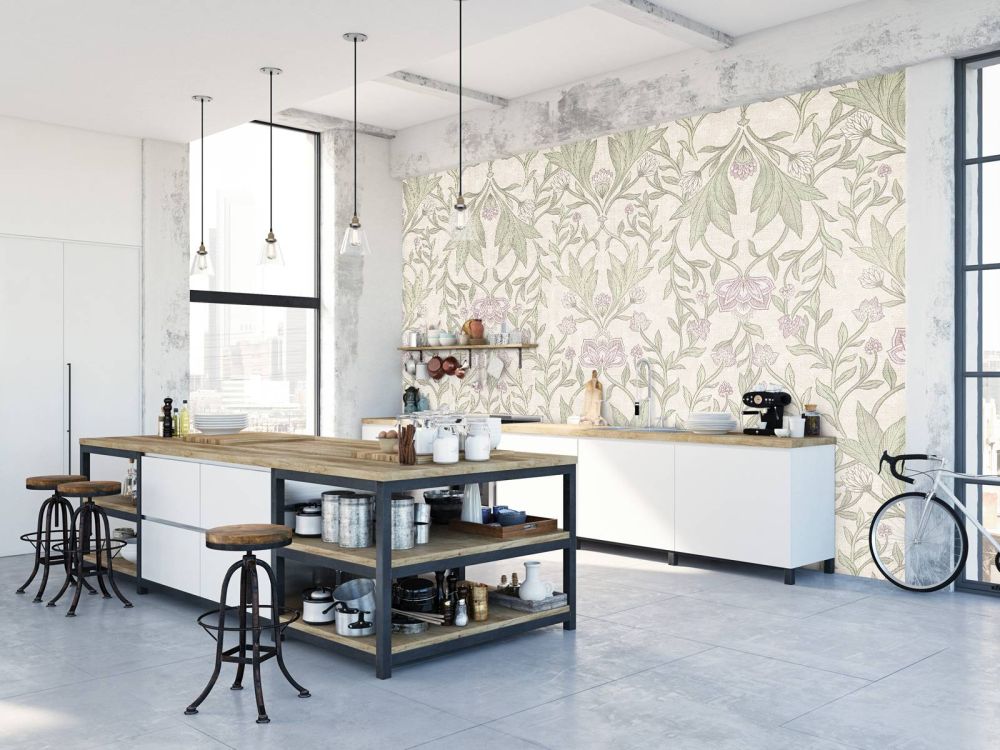 Morris bloemen damask - creme