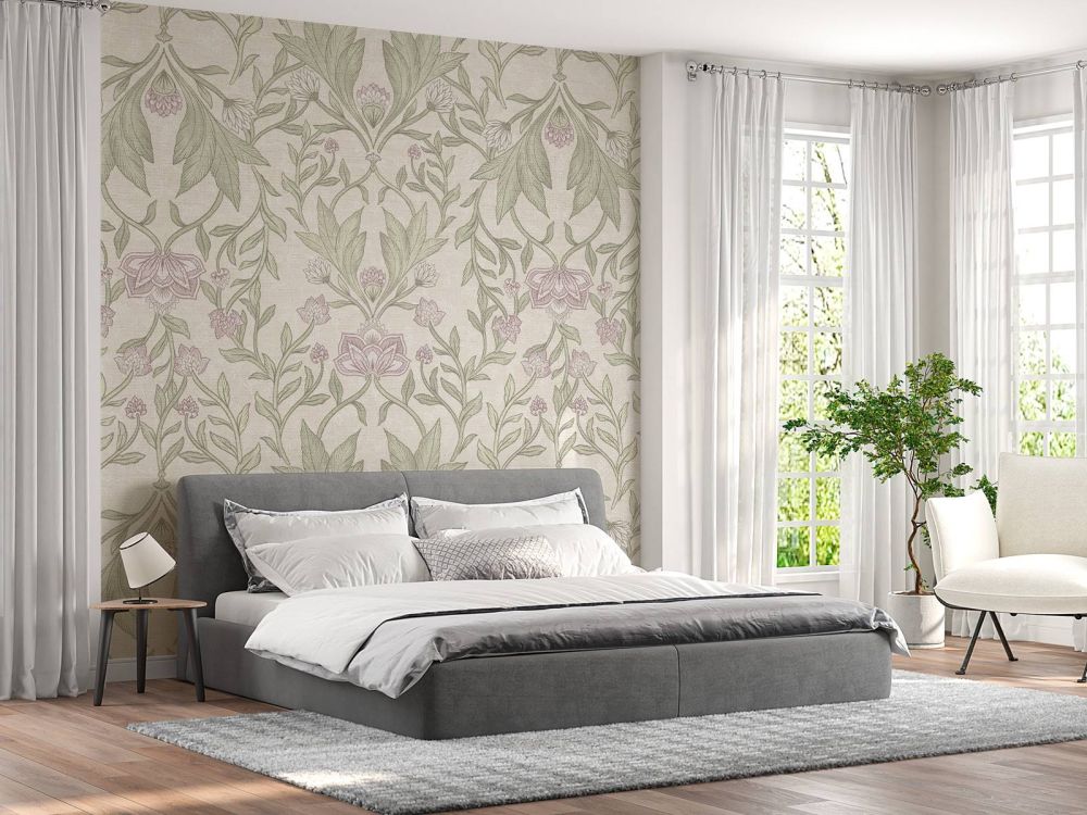 Morris bloemen damask - creme