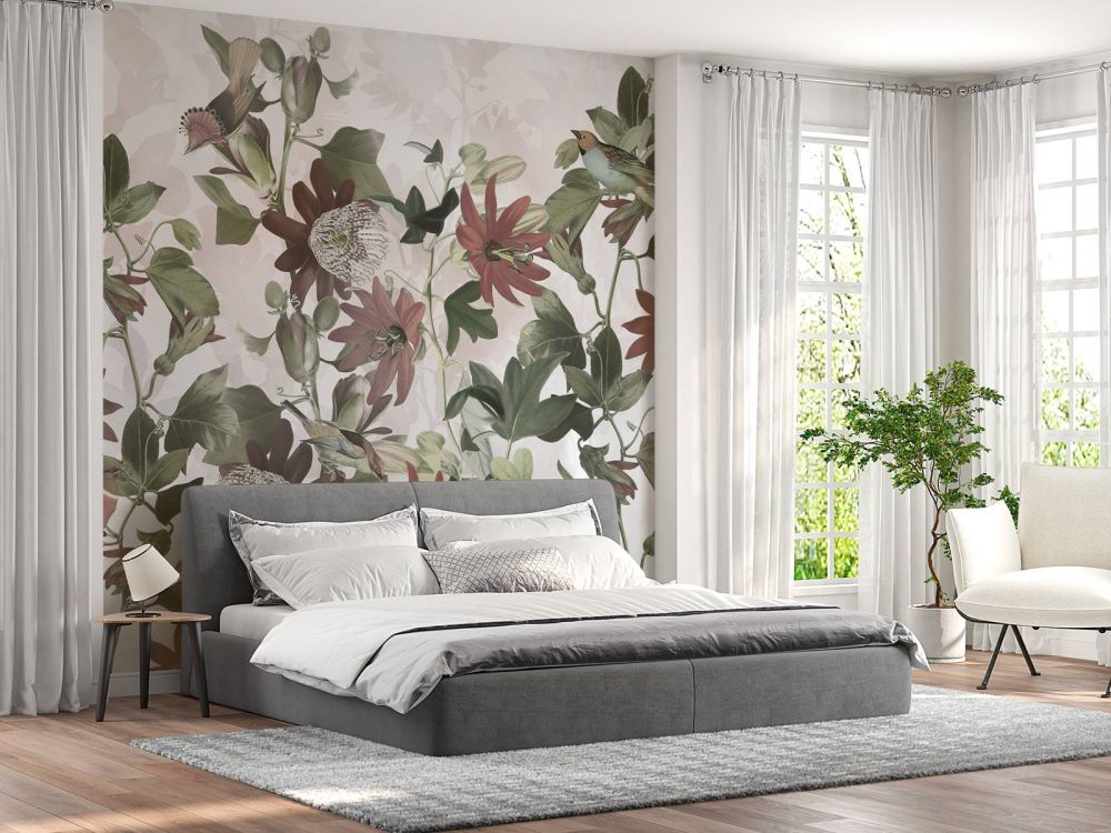 Seven Birds in Enchanted Foliage - Blush Garden