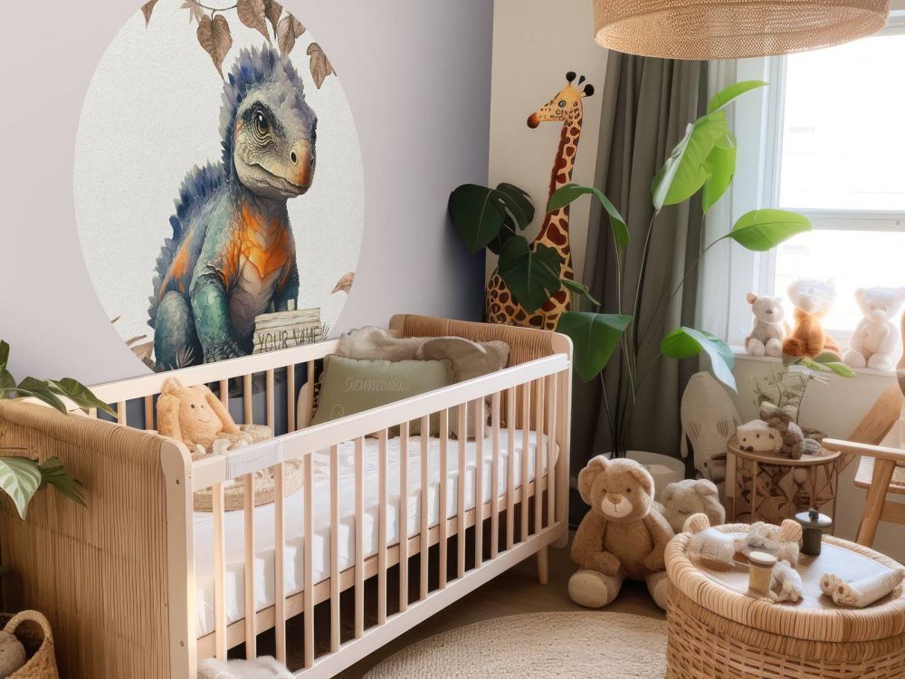 Baby ankylosaurus in de jungle taupe