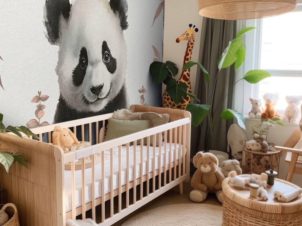 Baby panda in de jungle taupe