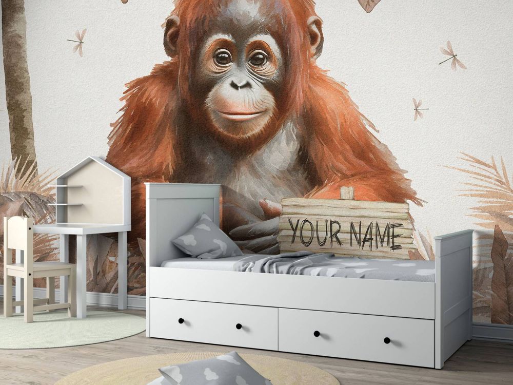 Jonge orang-oetan in de jungle taupe