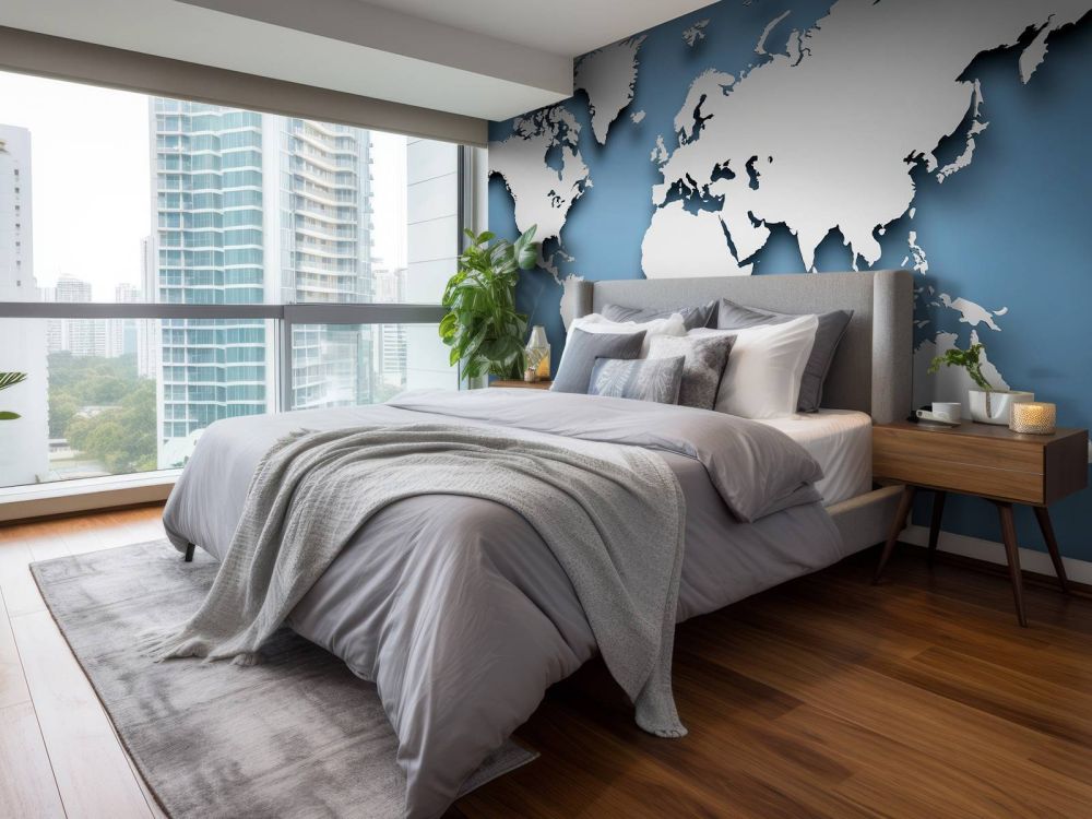 3D Wereldkaart blauw