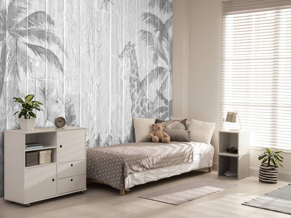 Vrolijke jungle dieren op hout