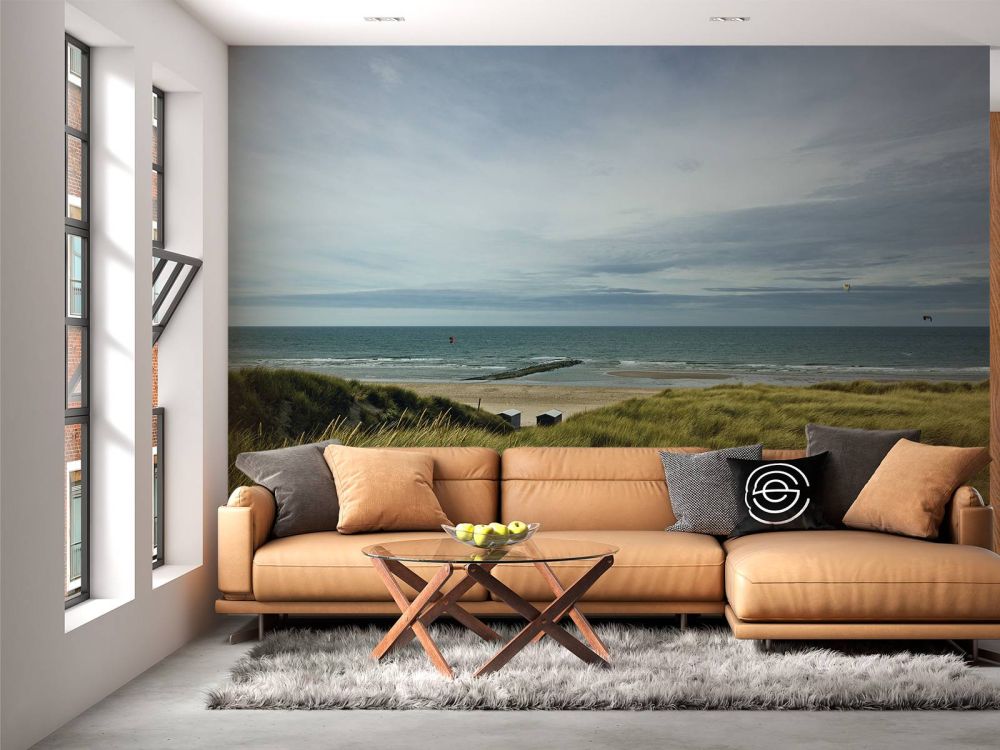 Strand vanuit de duinen
