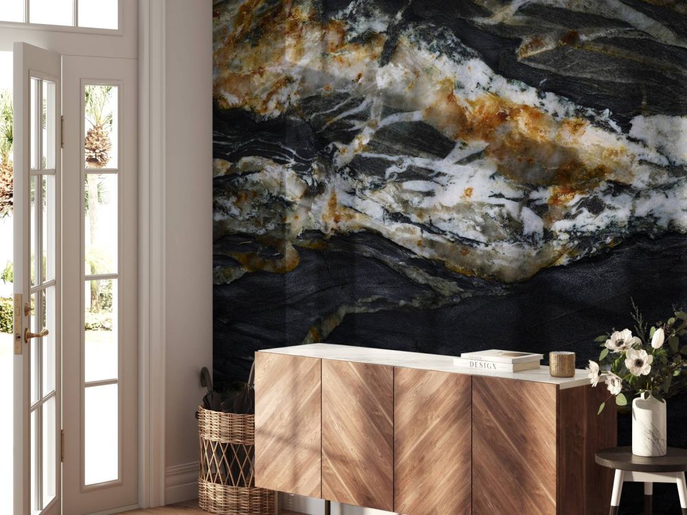 Zwart marmer met reliëf