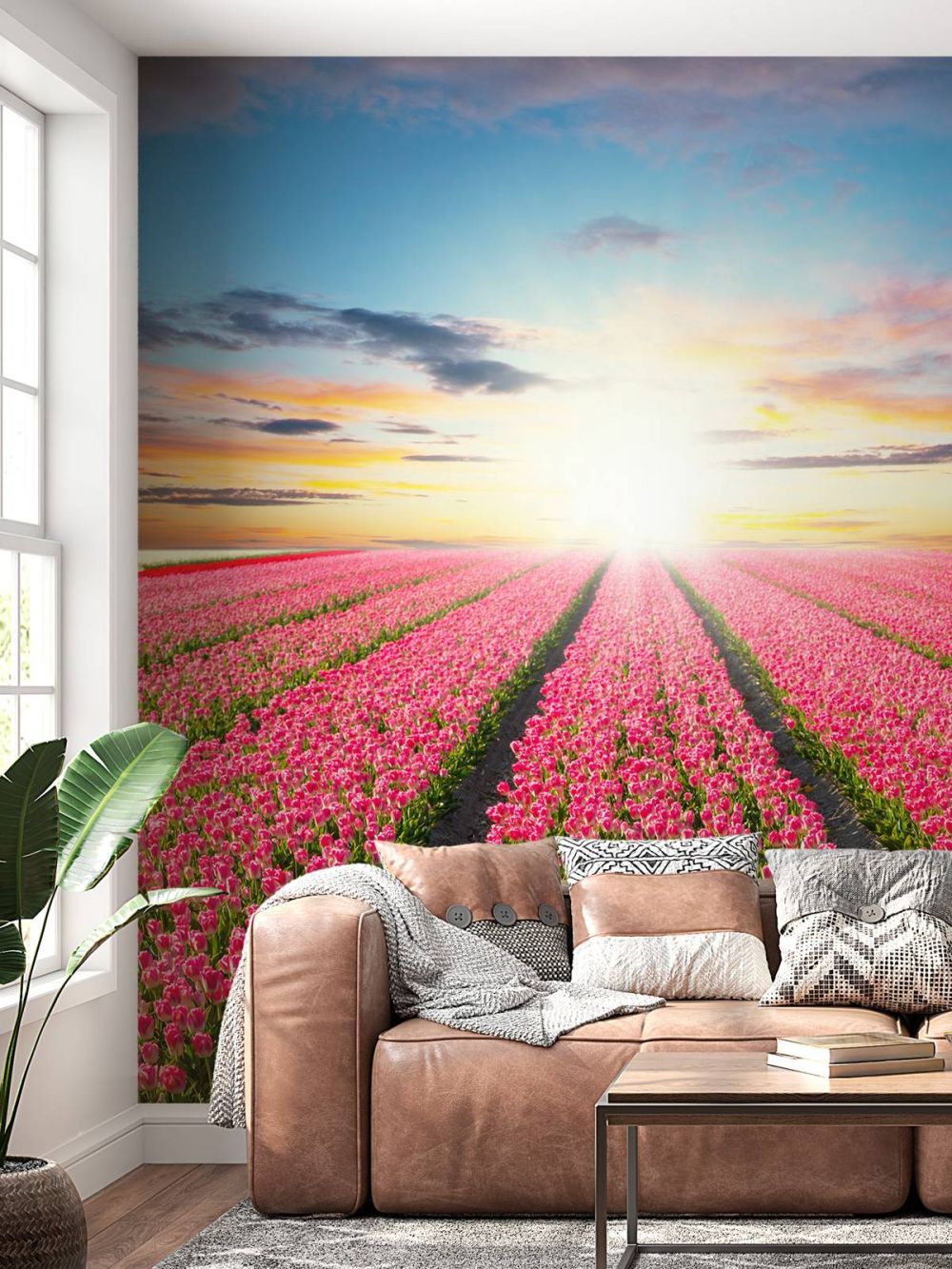 Tulpen met opkomende zon