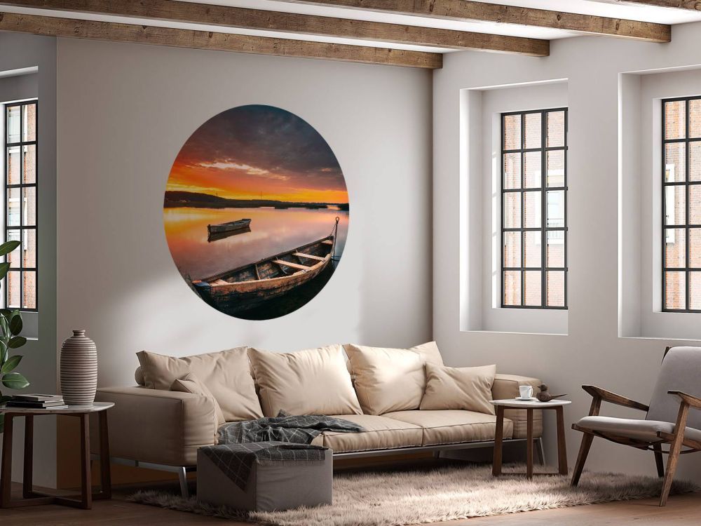 Boten met zonsondergang