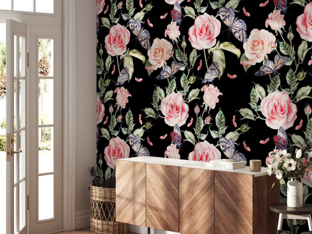 Bloemen en vlinders van waterverf