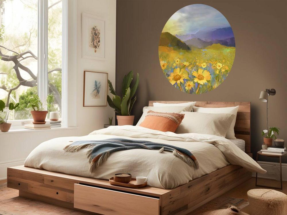 Olieverfschilderij landelijke zonsondergang