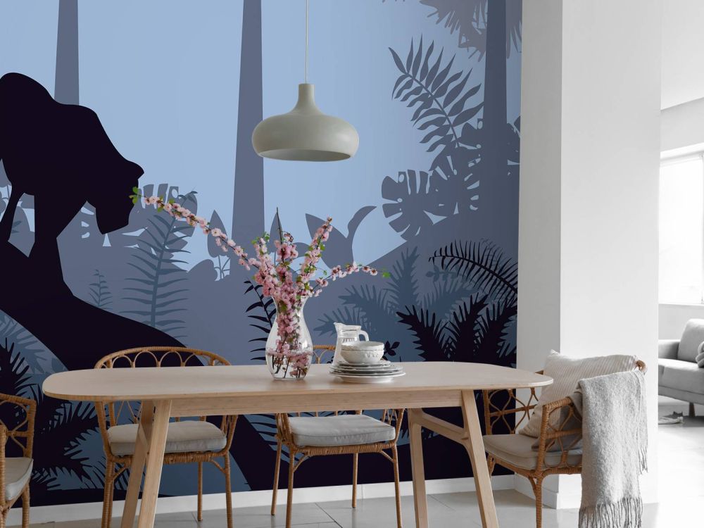 Luipaard in een blauwe jungle