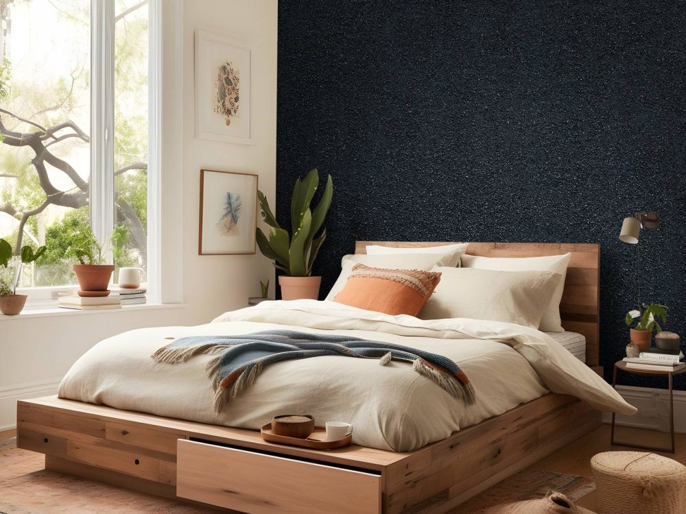 Donkere muur met fijne steentjes