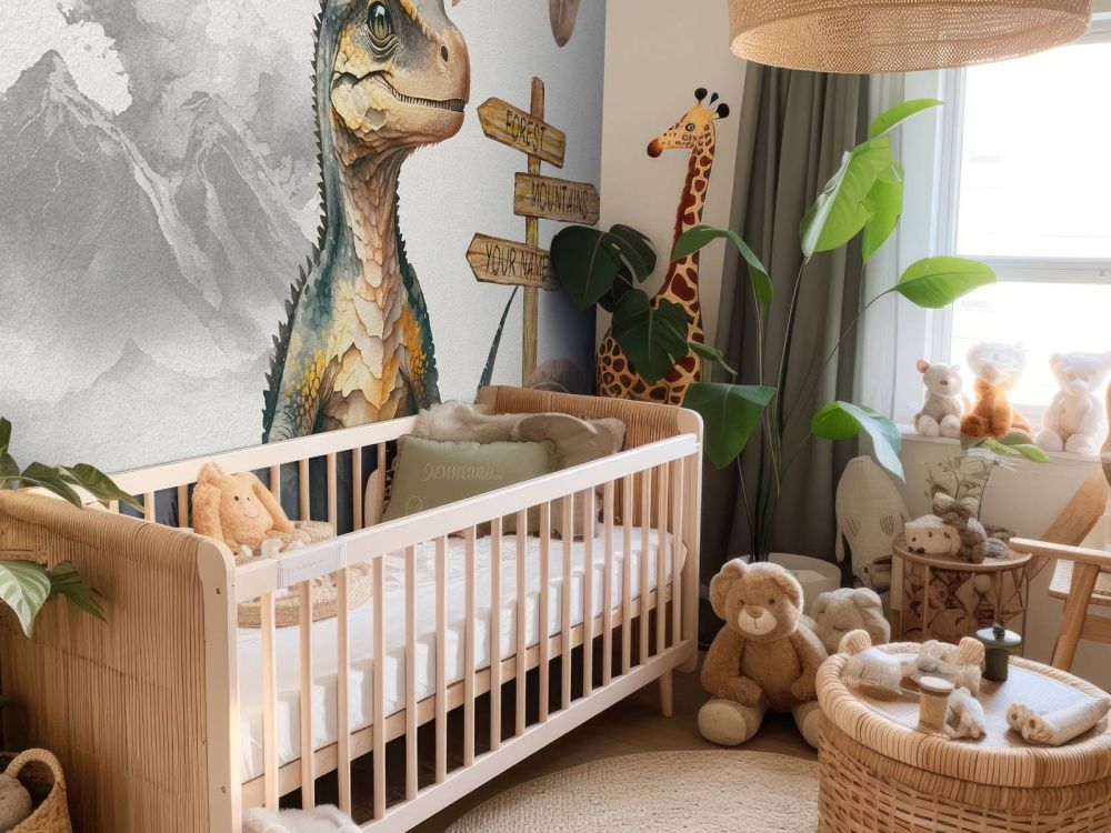 Baby velociraptor in de jungle taupe