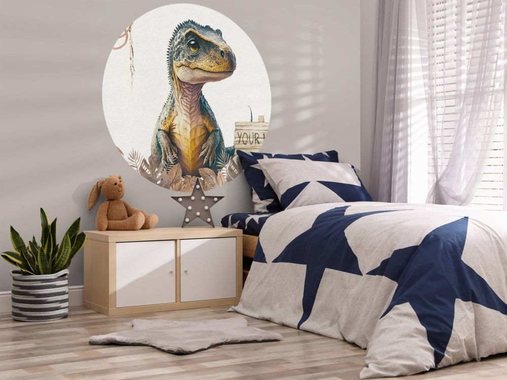 Baby t-rex in de jungle taupe