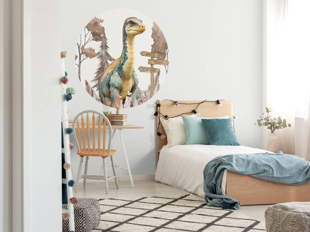 Baby brachiosaurus in de jungle taupe
