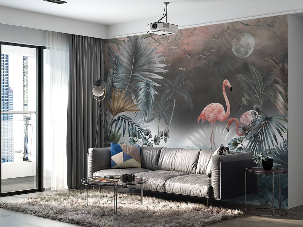 Flamingo's in de nacht