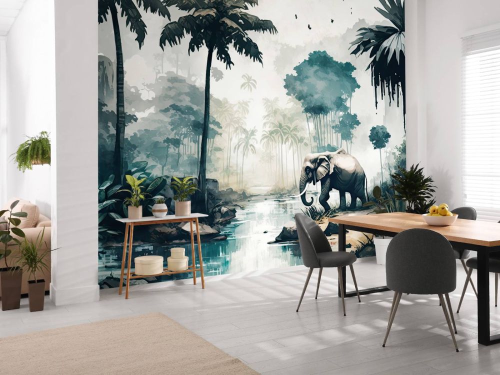 Tropische jungle in aquarel stijl