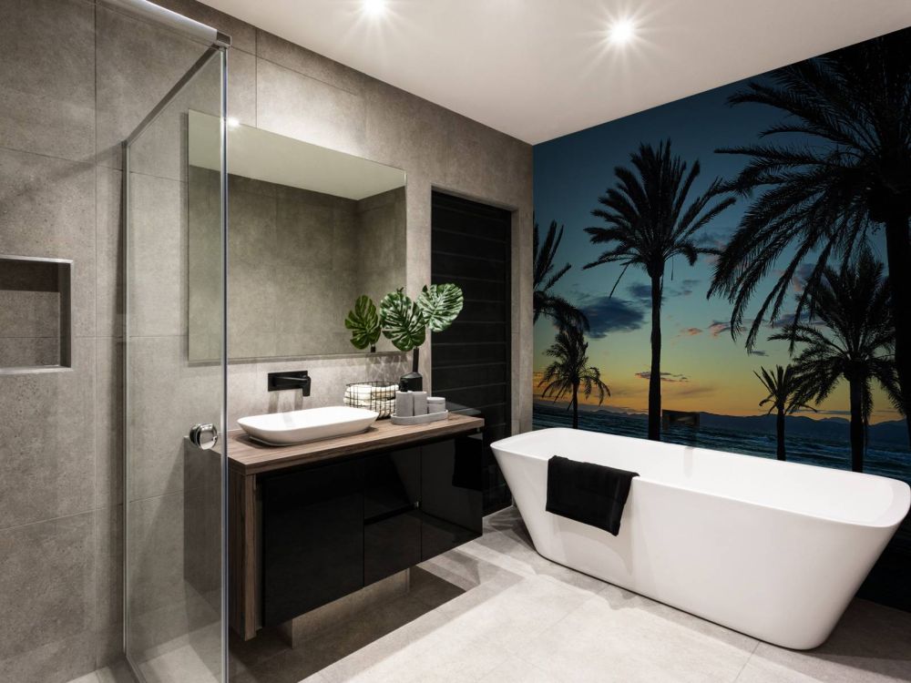 Palmbomen bij zonsondergang