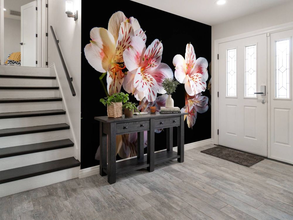 Alstroemeria bloemen met reflectie