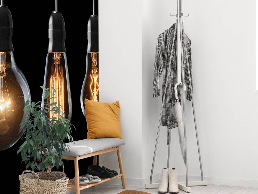 Lampen op een zwarte achtergrond