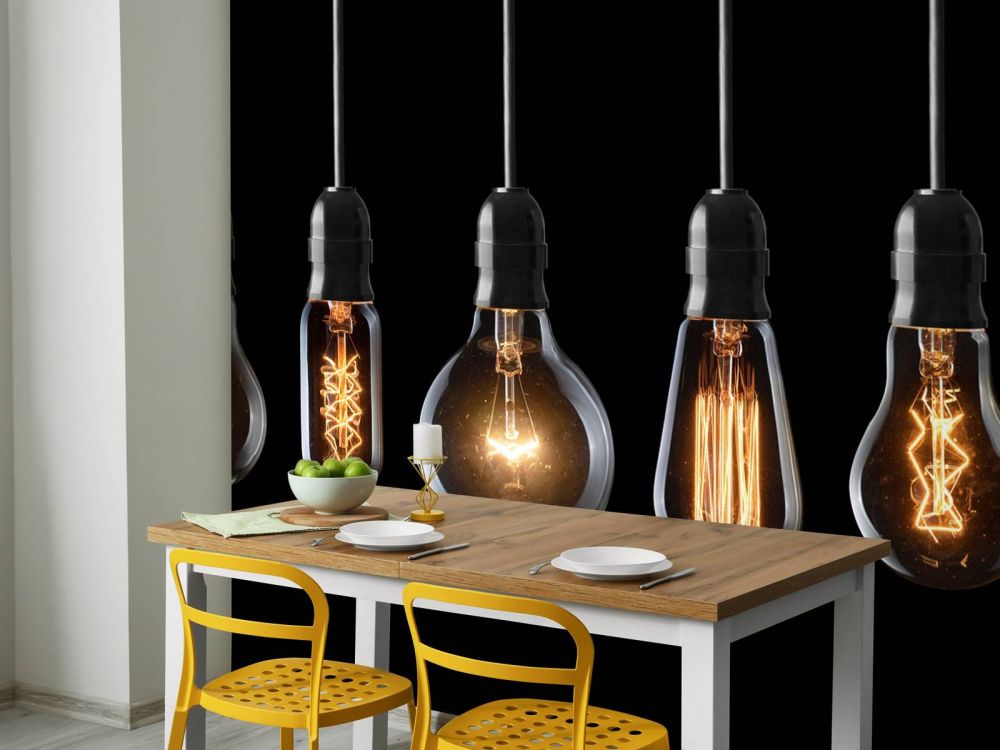 Lampen op een zwarte achtergrond